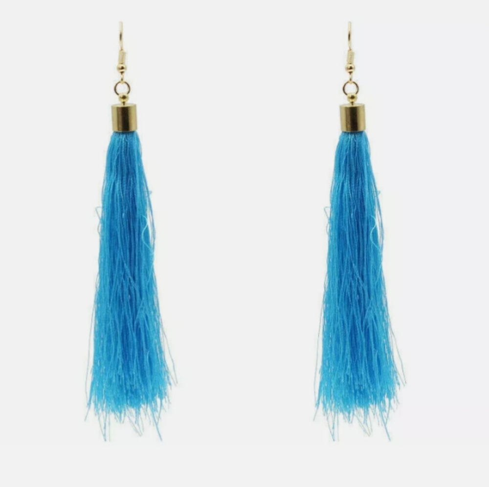 Blue Tassel Earrings